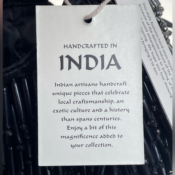 Black Hand Crafted In India Evening Bag NWT - Picture 7 of 11